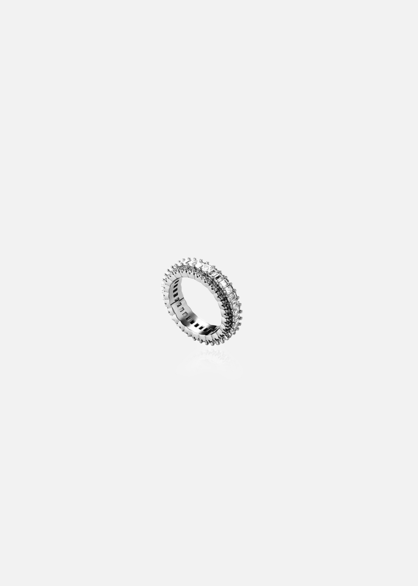 Silver Rhodium Plated Claw Set 1 Row CZ Stone Iced Out Ring