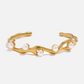 18K Gold Plated Twist Cuff Bracelet Bangle Simulated Pearls