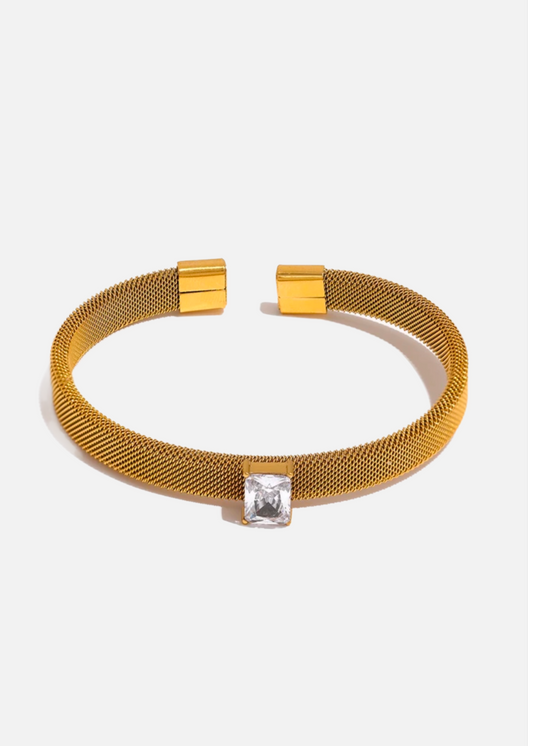 18k Gold Plated Chain Cuff Bracelet Bangle