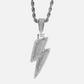 Silver Rhodium Plated 3A+ CZ Stone Paved Ice Out Lightning Pendant