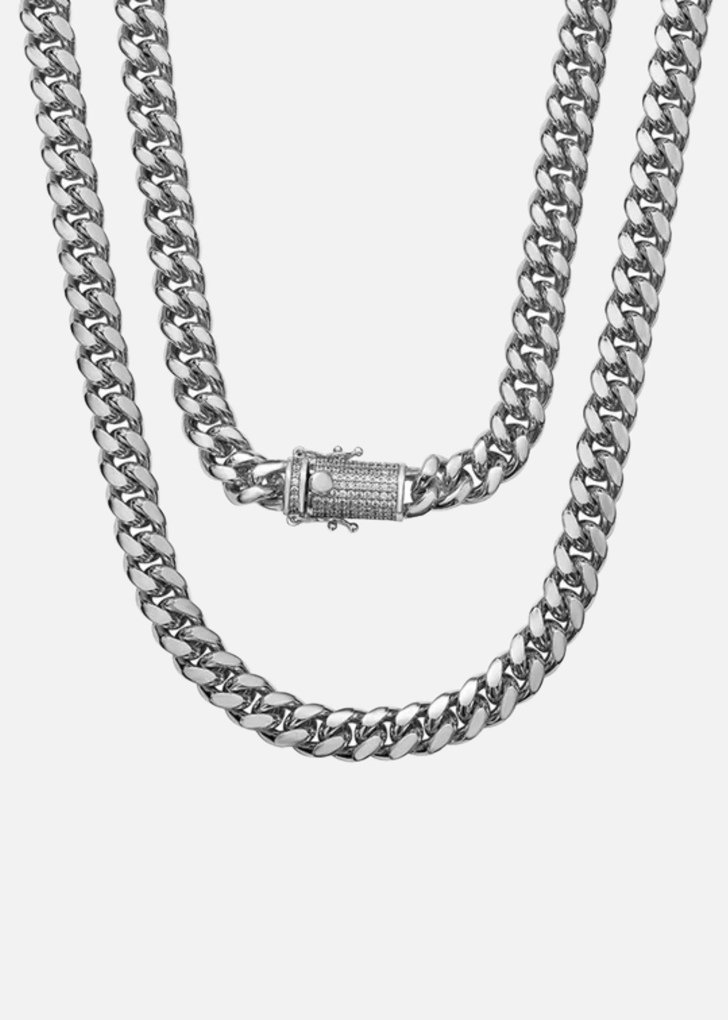Silver 316L Stainless Steel CZ Chain Necklace