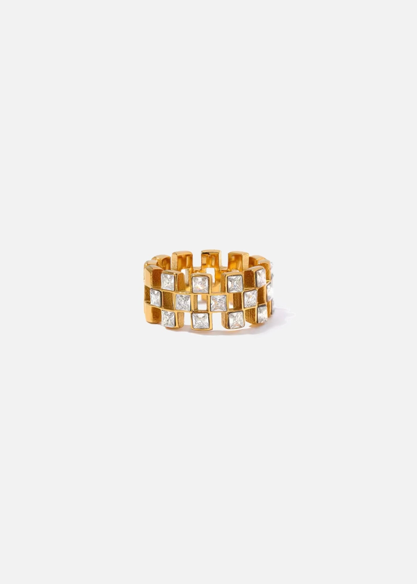 CECE 18k Gold Plated Cubic Zirconia Grid Ring