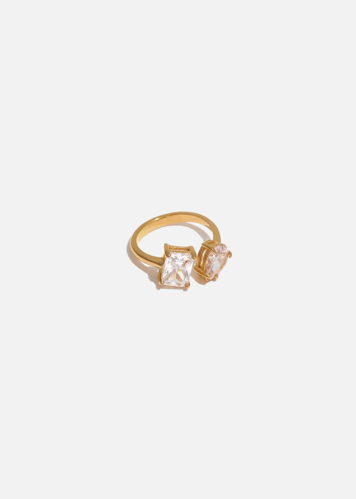 FEFE 18k Gold Plated Cubic Zirconia Adjustable Ring