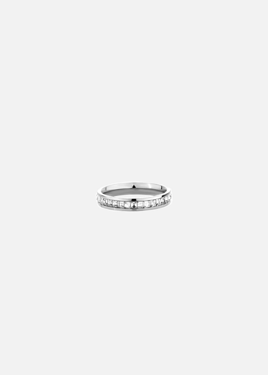 CZ Stone Paved Iced Out Stainless Steel Round Finger Ring Silver