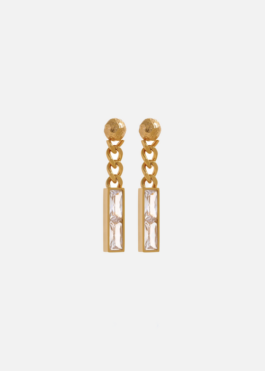 18K Gold Plated Cubic Zirconia Chain Drop Earrings