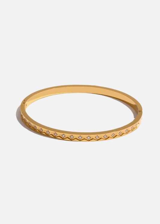 18K Gold Plated Cubic Zirconia Bangle Bracelet