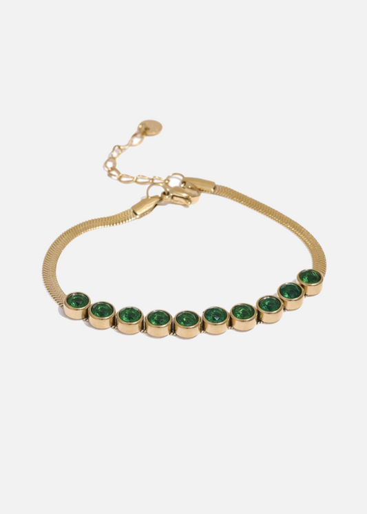 18k Gold Plated Emerald Green Cubic Zirconia Bracelet