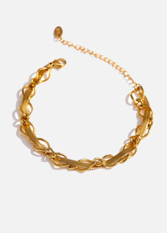 18k Gold Plated Textured Snake Bracelet