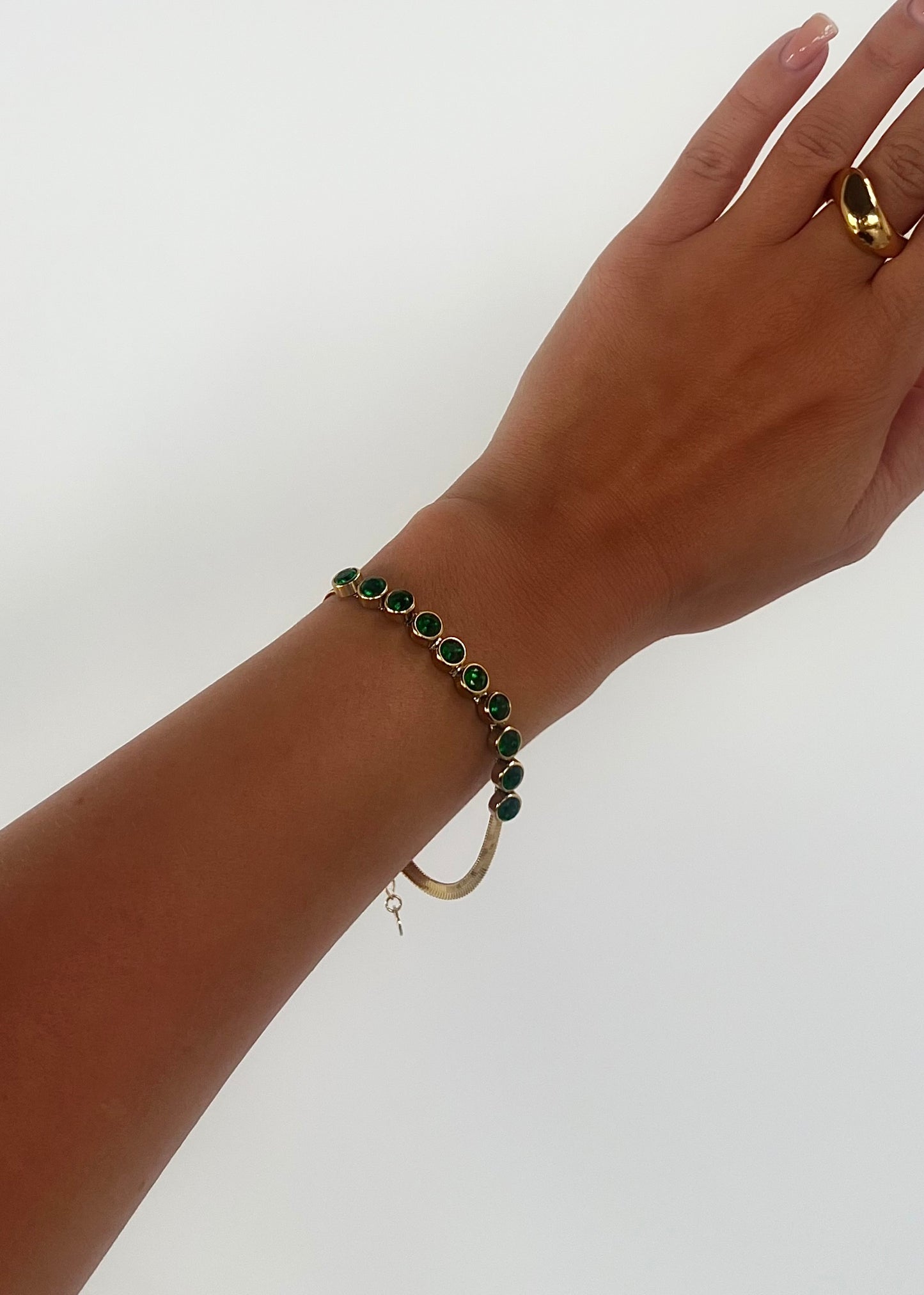 RIA 18k Gold Plated Green Cubic Zirconia Bracelet