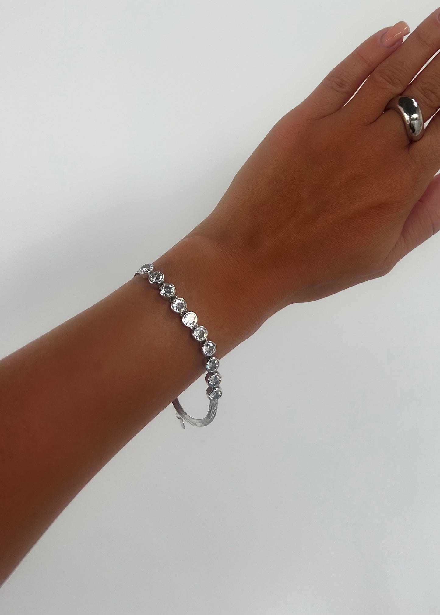 Silver Snake Cubic Zirconia Bracelet