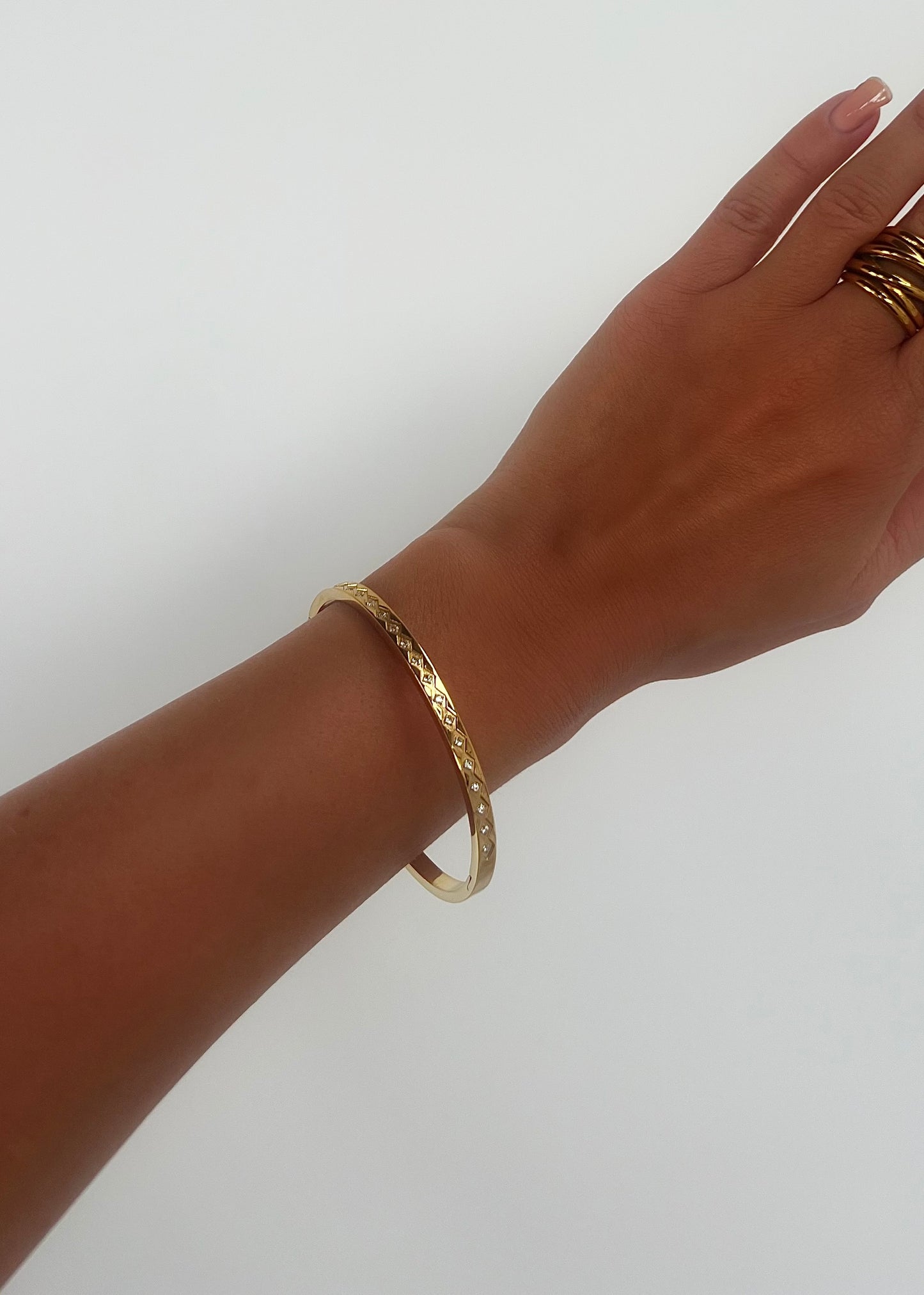 IVY 18K Gold Plated Cubic Zirconia Bangle Bracelet