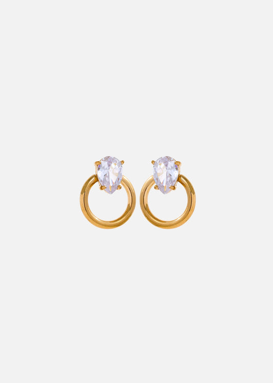 CER 18k Gold Plated Cubic Zirconia Mini Hoop Stud Earrings