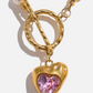 18k Gold Plated Freshwater Pearl Heart Pink Cubic Zirconia Pendant Necklace