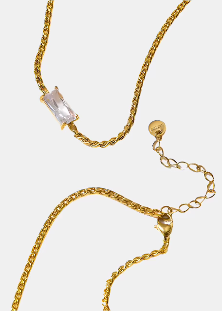 18K Gold Plated White Cubic Zirconia Chain Necklace