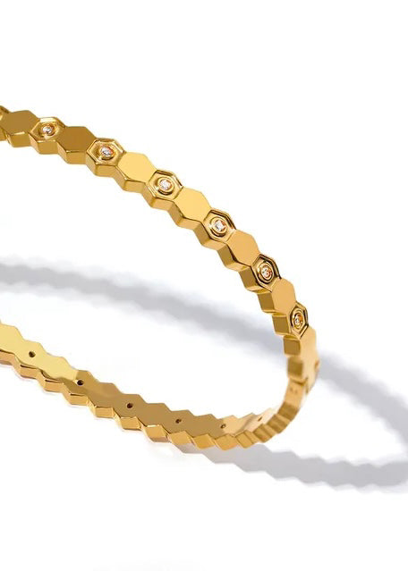 18K Gold Plated Cubic Zirconia Bracelet Bangle