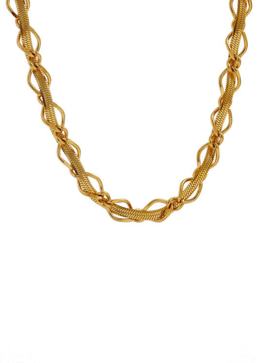 18K Gold Plated Textured Snake Chain Necklace