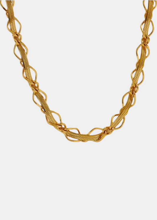 18K Gold Plated Textured Snake Chain Necklace