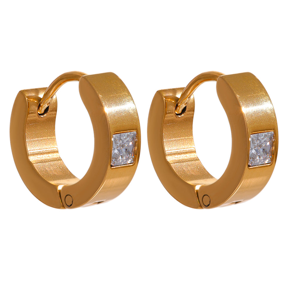 REA 18k Gold Plated Cubic Zirconia Mini Hoop Earrings