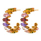18k Gold Plated Cubic Zirconia Multi Coloured Hoop Earrings