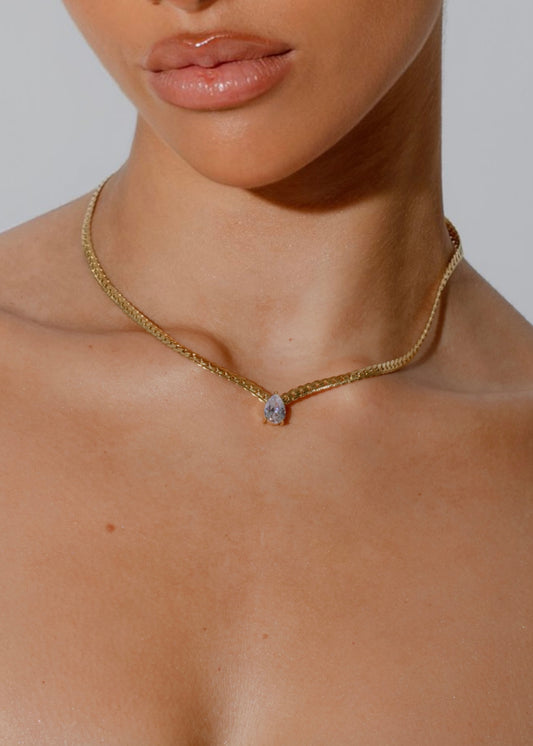 18K Gold Plated Cubic Zirconia Chain Necklace